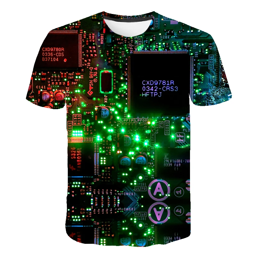 

2022 New Summer T Shirts Boys Girls Electronic Chip 3D Print Tshirts Children's Clothing Casual T-shirts Kids Short Sleeve Tops