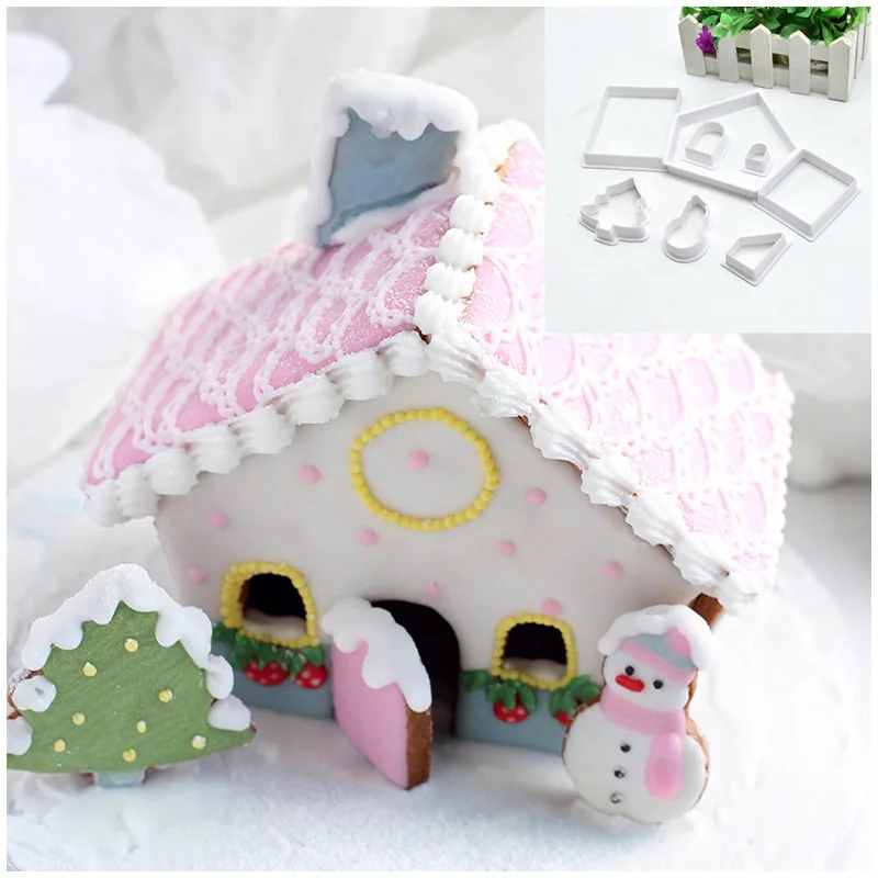 8 шт. пластиковый набор форм для печенья 3D рождественский пряничный домик форма DIY