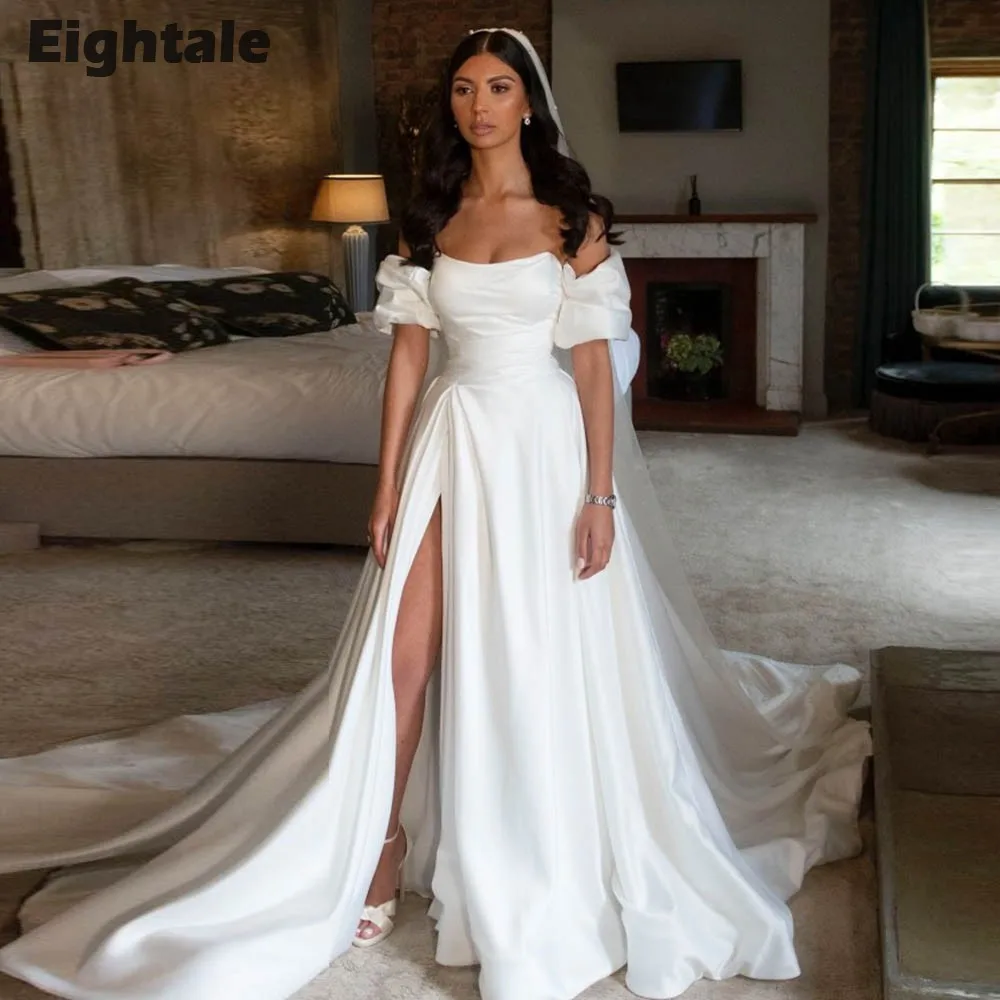 Eightale винтажное свадебное платье из атласа по индивидуальному заказу с открытыми