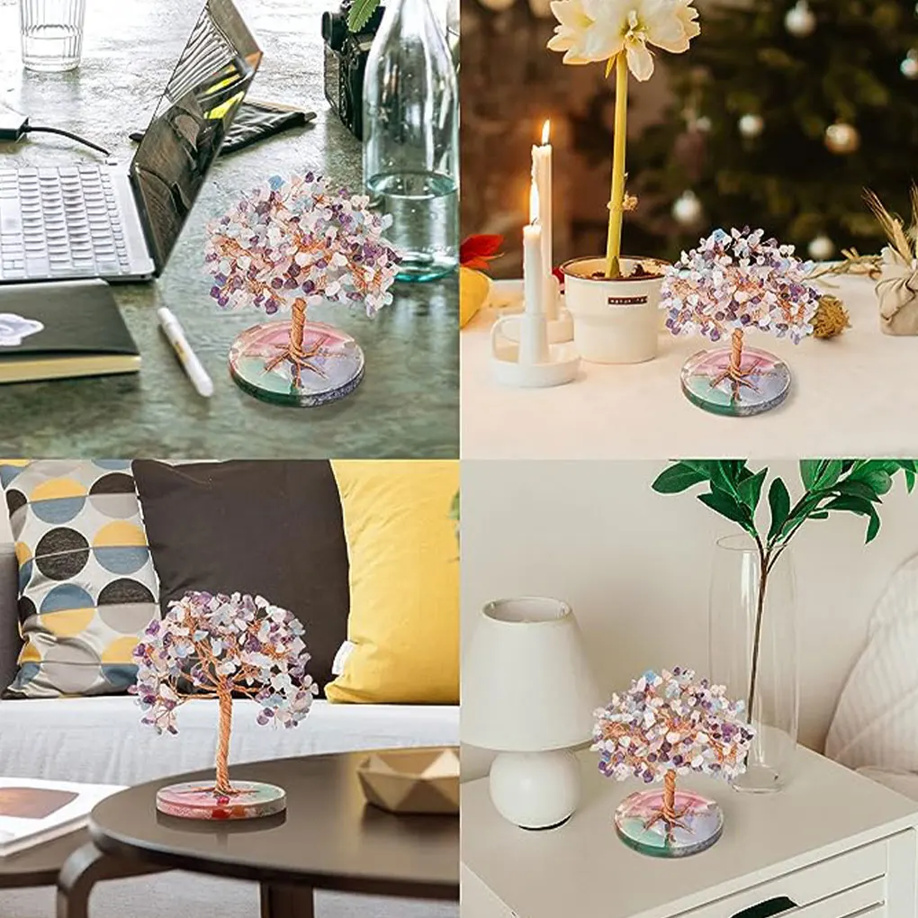 

Handmade Crystals Stones Tree Ornament Exquisite Home Decoration Stylish Home Accents Materials