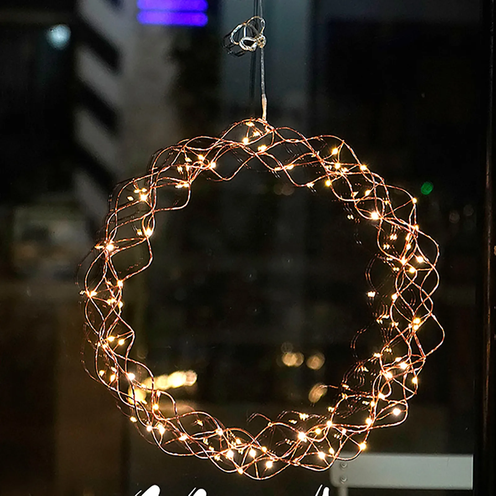 

Led Copper Wire Ring Wreath Garland Hanging Ring Diy Craft Wedding Home Window Door Ornaments Hanging Lights Party Decoration#g3