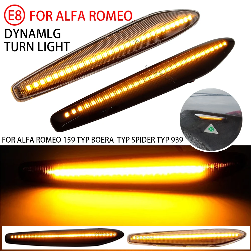 

2pcs Flowing Water Blinker LED Dynamic Turn Signal Light Side Marker Mirror Indicator Repeater For Alfa Romeo 159 typ 939