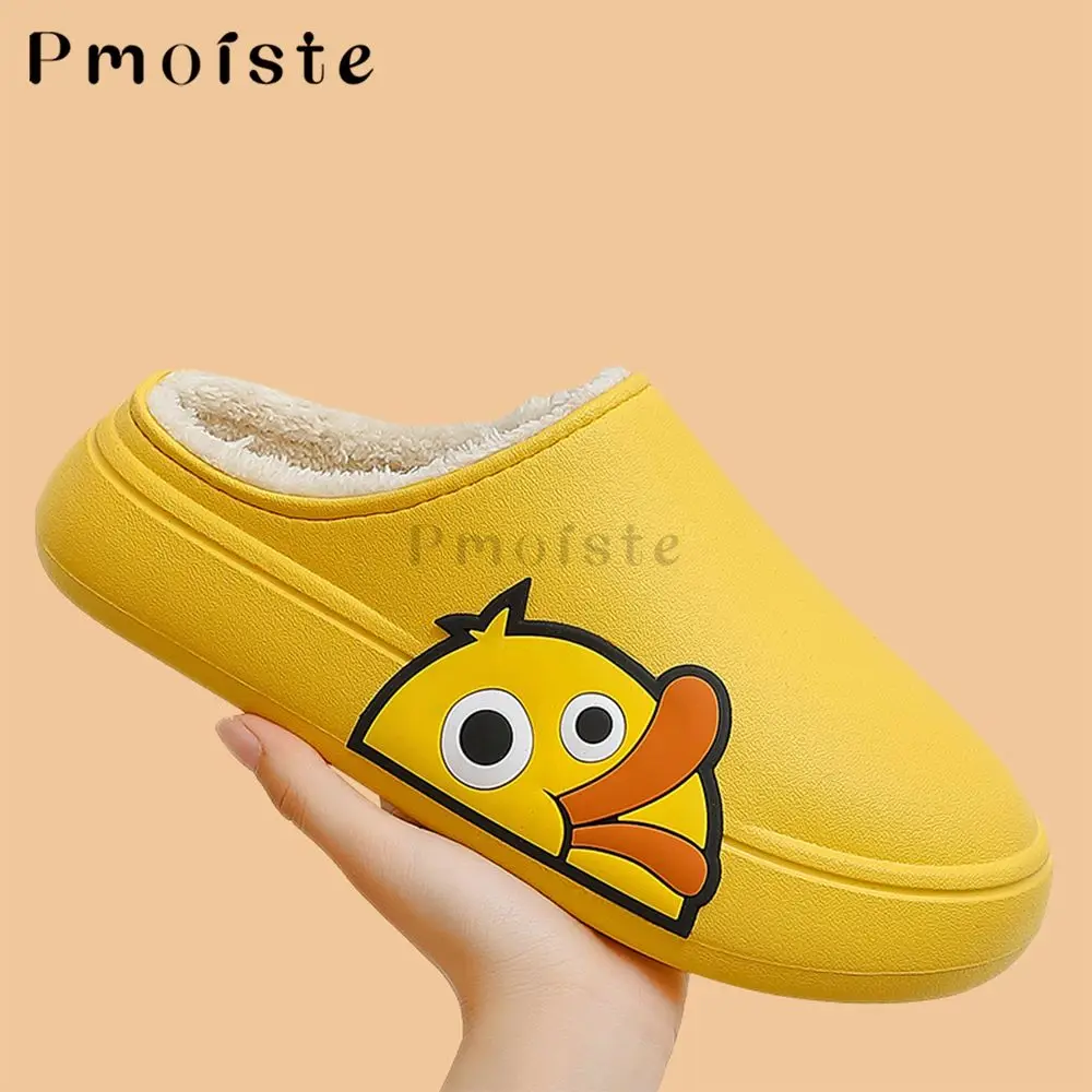 Duck Slippers 2022 Winter Home Slippers Comfortable Fur Platform Thick Sole Soft Slippers Waterproof Indoors Warm Women Slippers