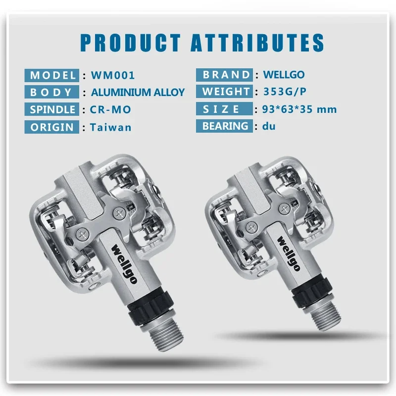 Велотренажные педали Wellgo WM001 без клипсов из магниевого сплава для горных