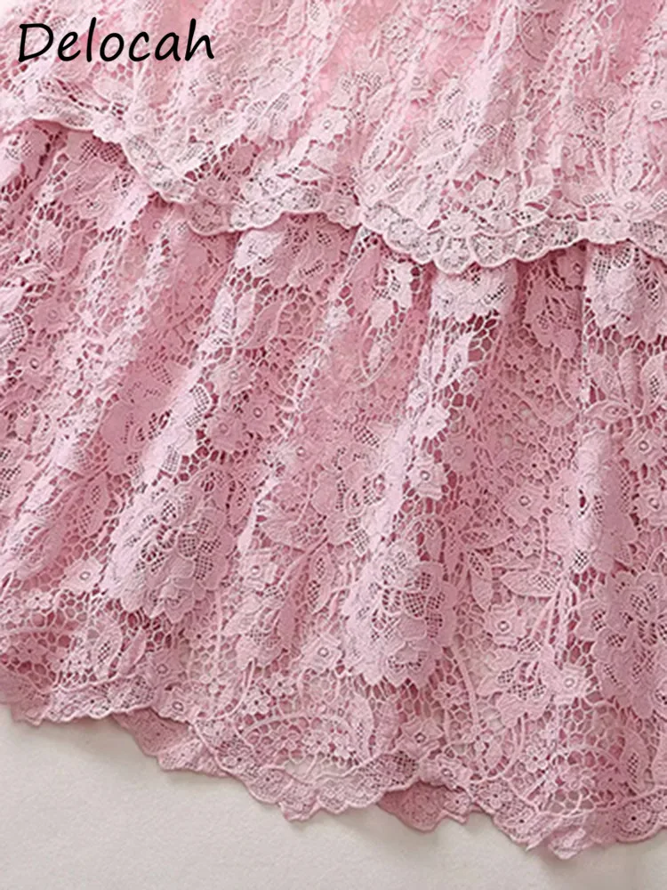 Женское платье-трапеция Delocah элегантное однотонное кружевное платье