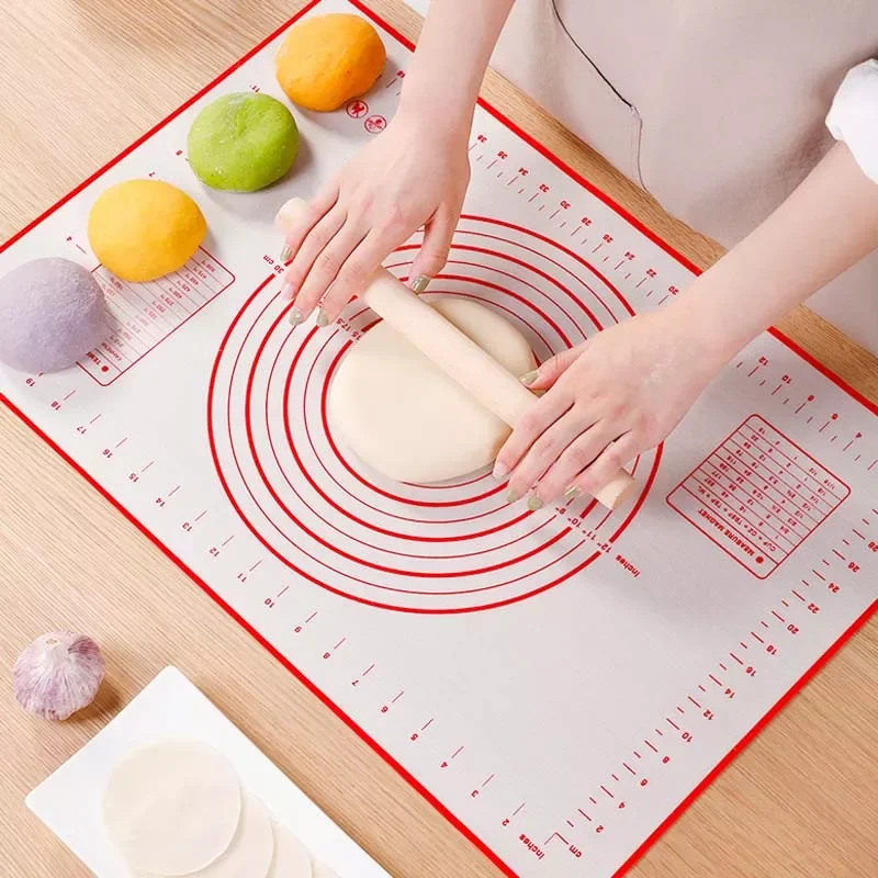 

Silicone Baking Pan Mat Pizza Dough Maker Pastry Kitchen Gadgets Non-stick Rolling Dough Mats with Scale Cutting Board Tool