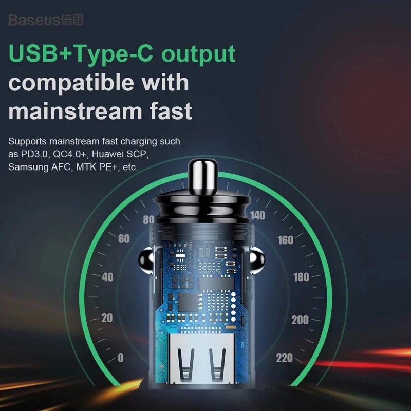 Baseus 30W Автомобильное быстрое зарядное устройство Quick Charge 4.0 3.0 USB Type-C Быстрая