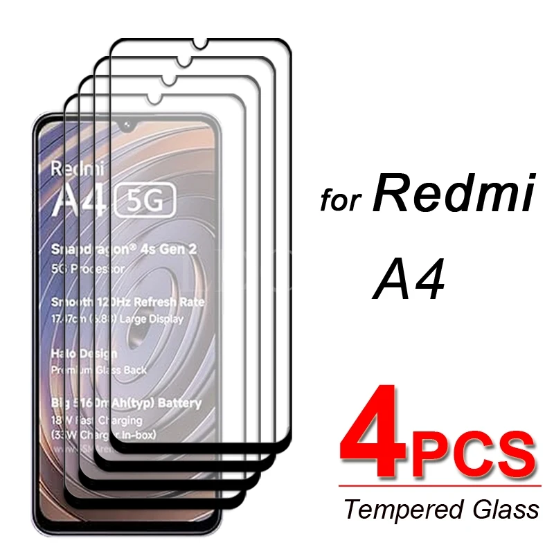 4 шт. для Xiaomi Redmi A4 стекло закаленное HD Flim защитная пленка экрана с полным клеем