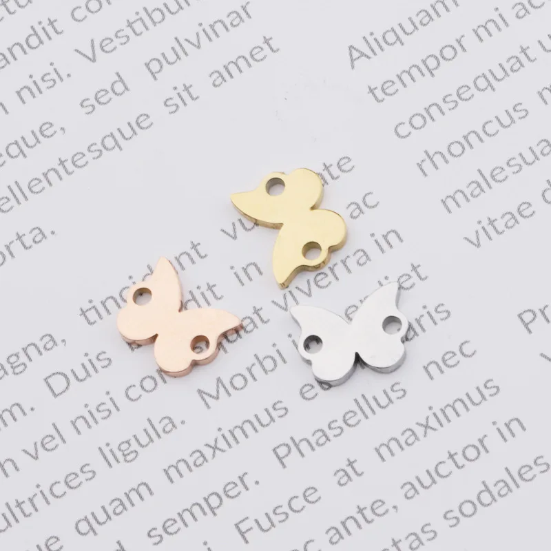 10pcs Stainless Steel Mirror Polish Butterfly Insect Pendant Charms Connectors For Bracelets Jewelry Making  Finding Accessories