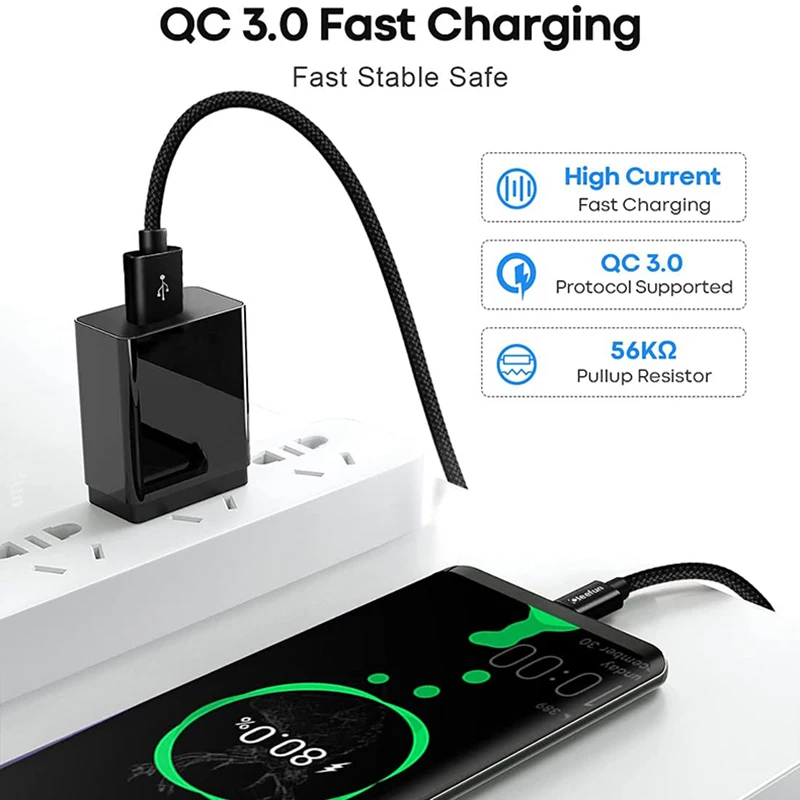 Кабель для быстрой зарядки USB C кабель PS5 Switch Samsung Galaxy Note LG длинный телефонный шнур 8