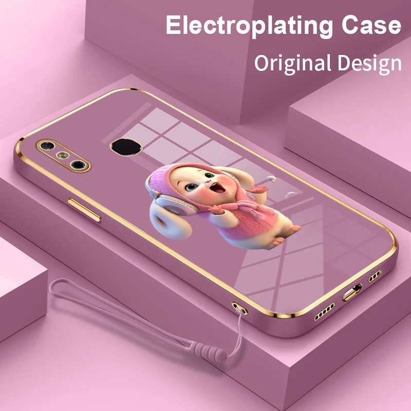 

Pink Rabbit Electroplating Phone Case for Infinix Smart 4 4C 5 6 6 HD 6 Plus Hot 10 Lite Zreo X Neo X Pro Zero 20 Silicone Cover