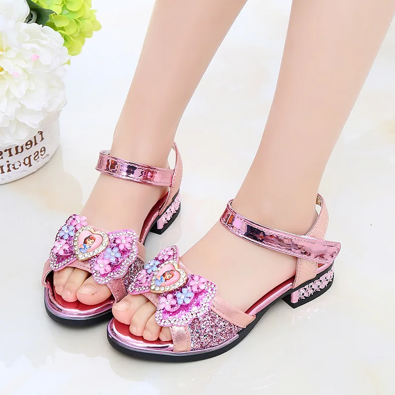 

Disney Girls Summer Sandals New Fashion Crystal Sophia Princess Shoes Children's Soft Sole Korean Girl Frozen Elsa Shoes