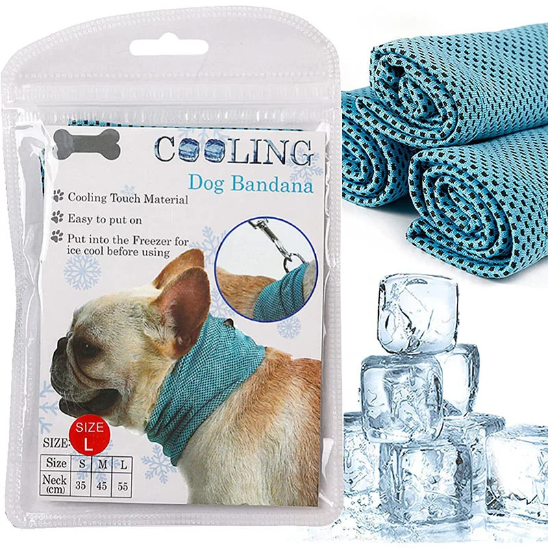Bandana Rafraîchissant Pour Chien - Collerette D'Été Réglable Pour Chiens Moyens/Grands - Bleu