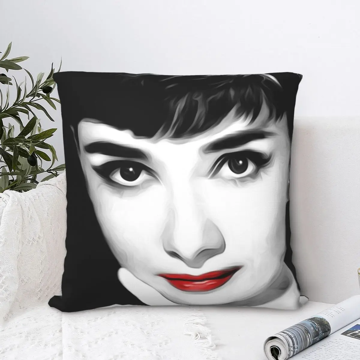 

Audrey Hepburn Lips Pillowcase Pillow Case Cushion Cover Home Sofa Car Decorative Throw Pillow Printing Color Waist 45*45cm