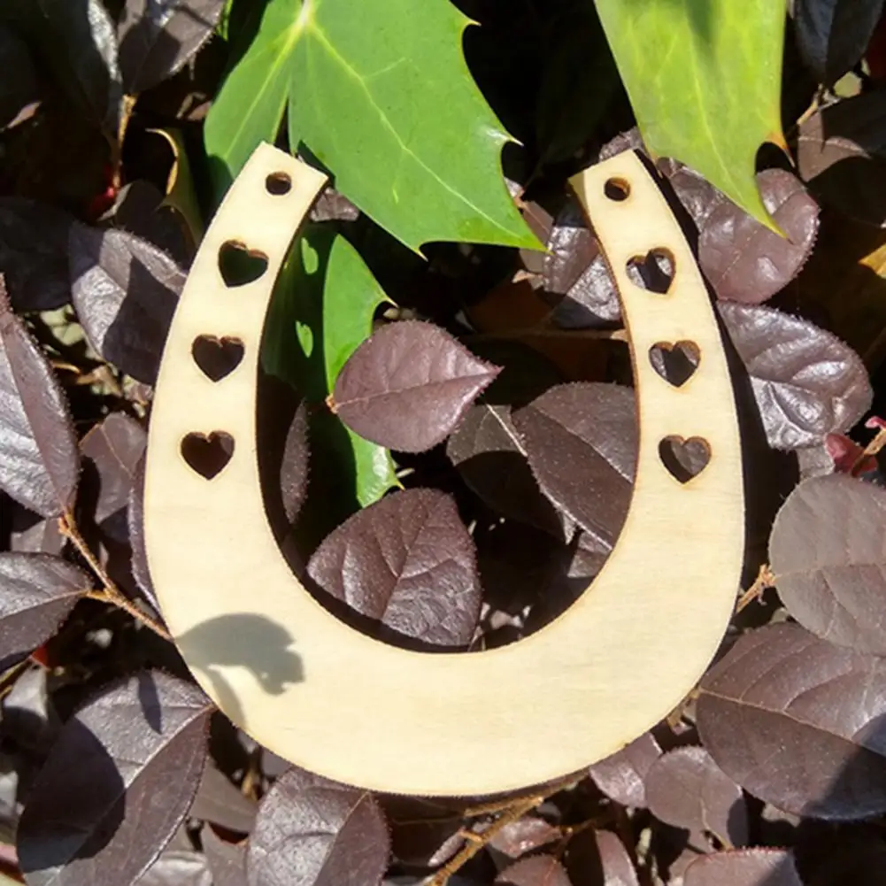 

12Pcs Wood Chip Creative DIY Wood Horseshoe Shape Wood Slices School Handmaking Home Decor