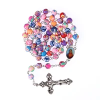 new trend graffiti rosary cross necklace womens cute catholic sweater chain church jewelry accessories