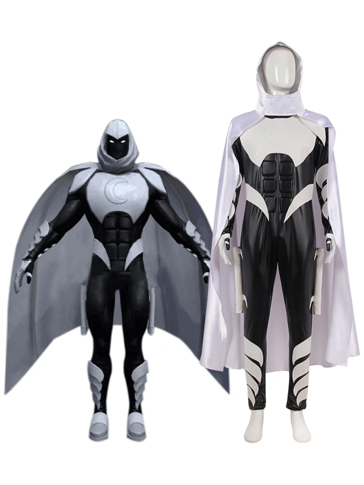 

Moon Knight Jumpsuit Cape Suit Cosplay Customes Marvel Superhero Bodysuit Werewolf by Night Marc Spector Adult Halloween Gift