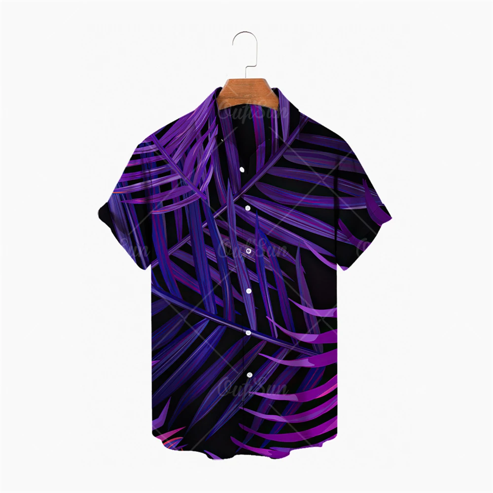 

Ttgdfv2022 Men's Shirt Men's Hawaiian Casual One Button Shirt Plant Print Short Sleeve Beach Top Top Camicias