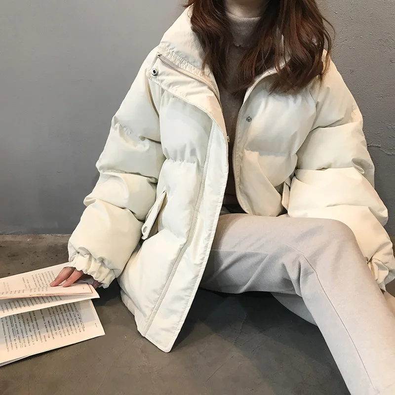 2021 New Winter Women's Jacket Coat Korean Style Beige Padded Puffer Parkas Casual Pink Ropa Mujer Invierno Clothes for Women