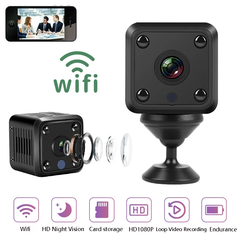 

X6 Mini WiFi IP Camera HD 1080P Wireless Security Surveillance Micro Cam Night Vision Smart Home Sports Monitor Built-in Battery