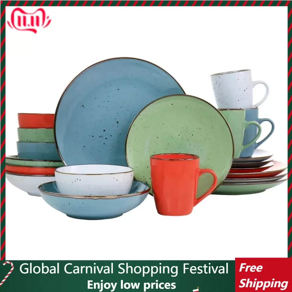 

Tableware Free Shipping Utensils for Kitchen Accessories Evelyn 20 Piece Round Stoneware Dinnerware Set in Assorted Colors Plate