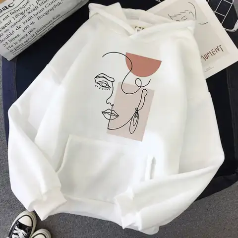 Cute Women Hoodie Oversized Casual Print Harajuku Kawaii Gothic Y2K Vintage Bag Abstract Art Canvas Hoodies Casual Tops