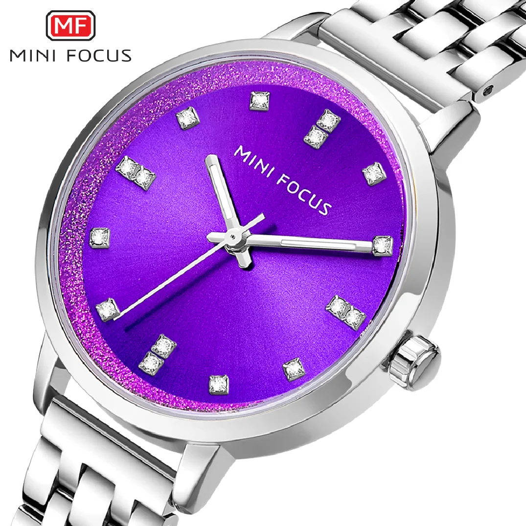 MINI FOCUS Brand Luxury Fashion Women Crystal Jewelry Gold Steel Quartz Watch Casual Ladies Dress Elegance Watches Women's Clock