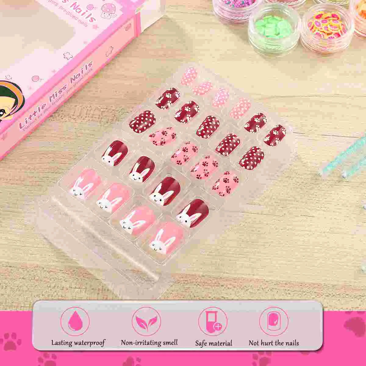 Minkissy 24 шт. полное покрытие накладные ногти искусственные мультяшный дизайн для