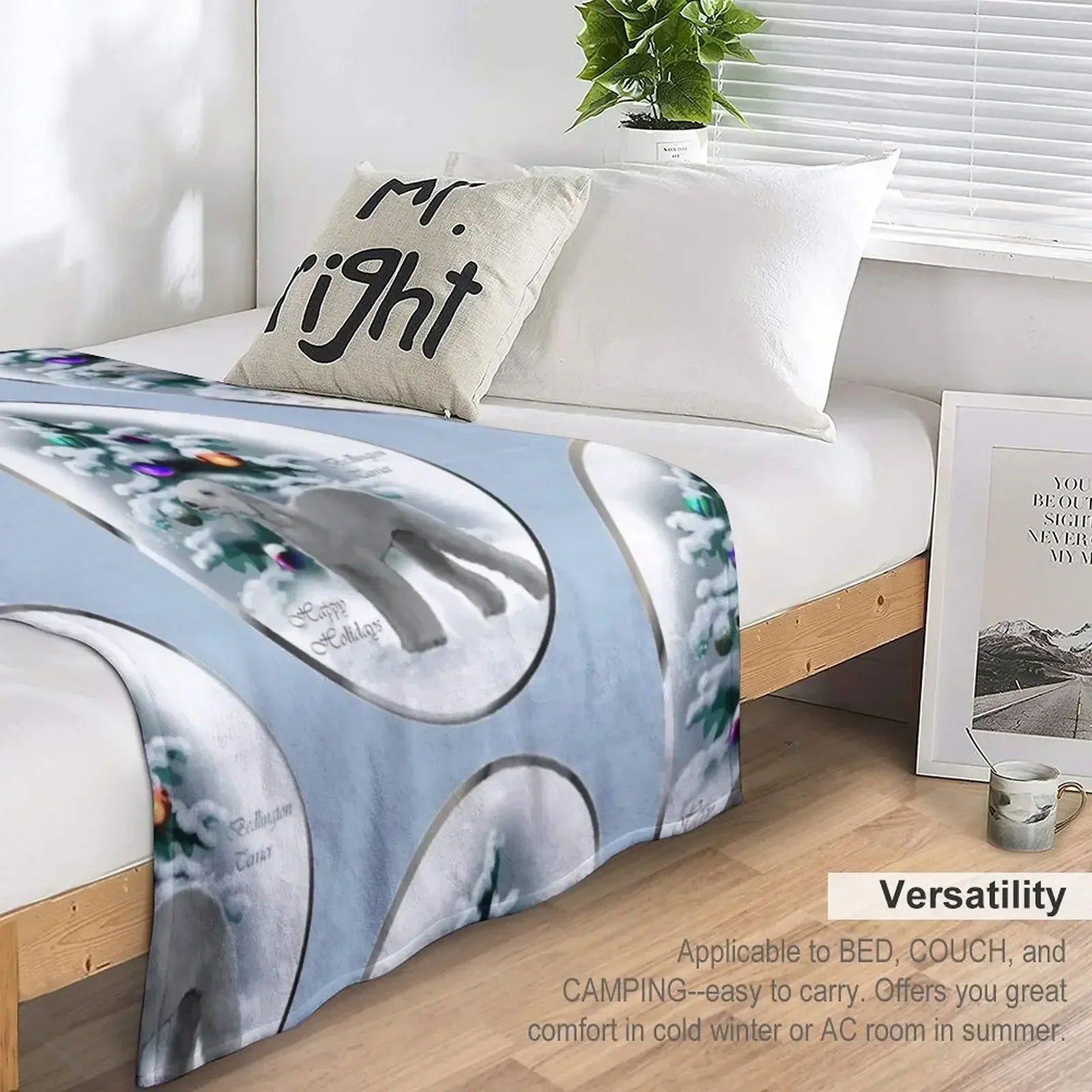 Бедлингтон-терьер рождественские праздничные художественные подарки одеяло