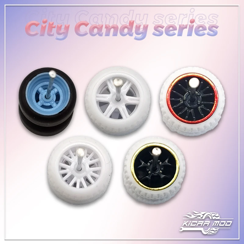 KicarMod 1/64 колеса (5 комплектов) серии City Candy цветные резиновые шины макарон