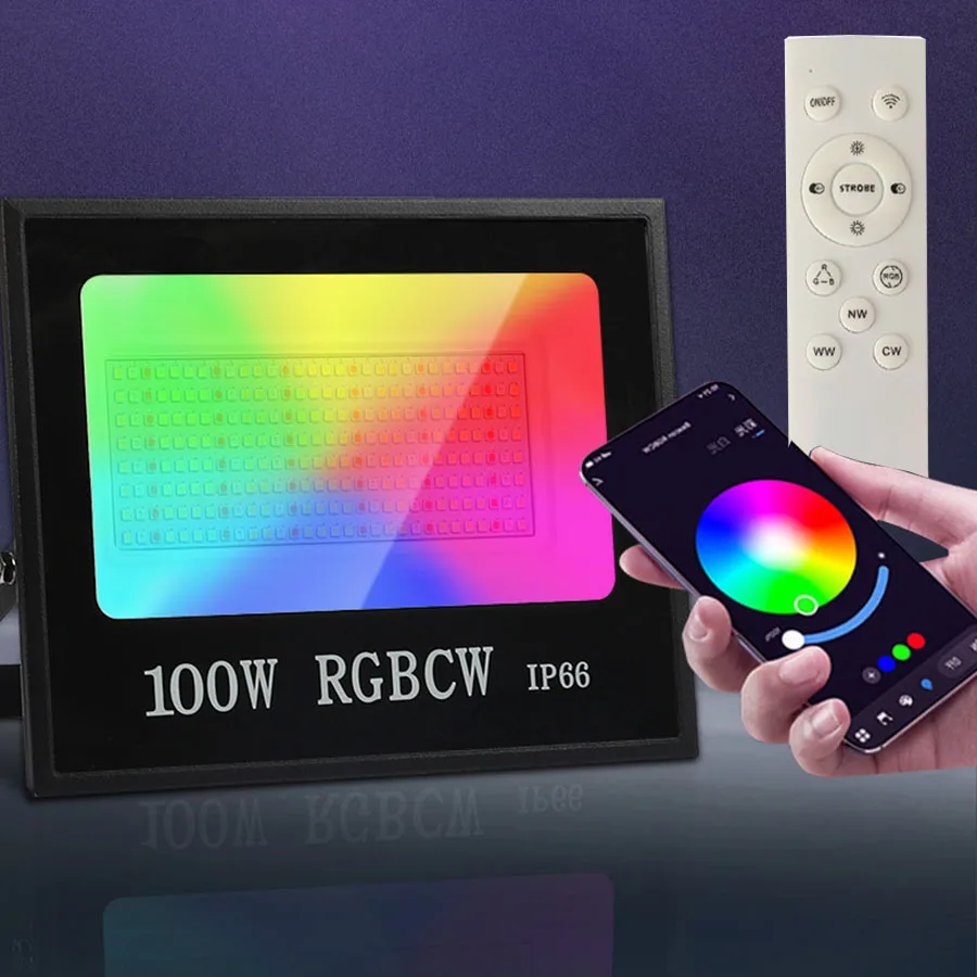 

RGBCW Flood Light Bluetooth App Control Floodlight With Remote Garden Patio Landscape Wall Washer Light Party Stage Spotlight