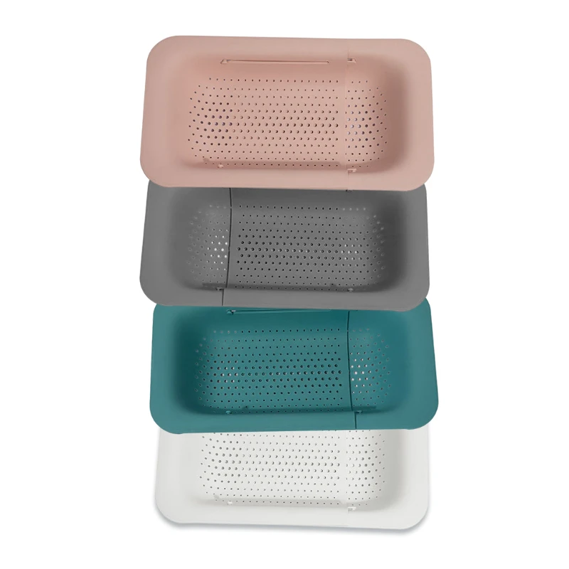 

Collapsible Kitchen Extendable Strainer Fruits Vegetables Noodle Pasta Food Drain Basket Space-Saver Drainer Over Sink