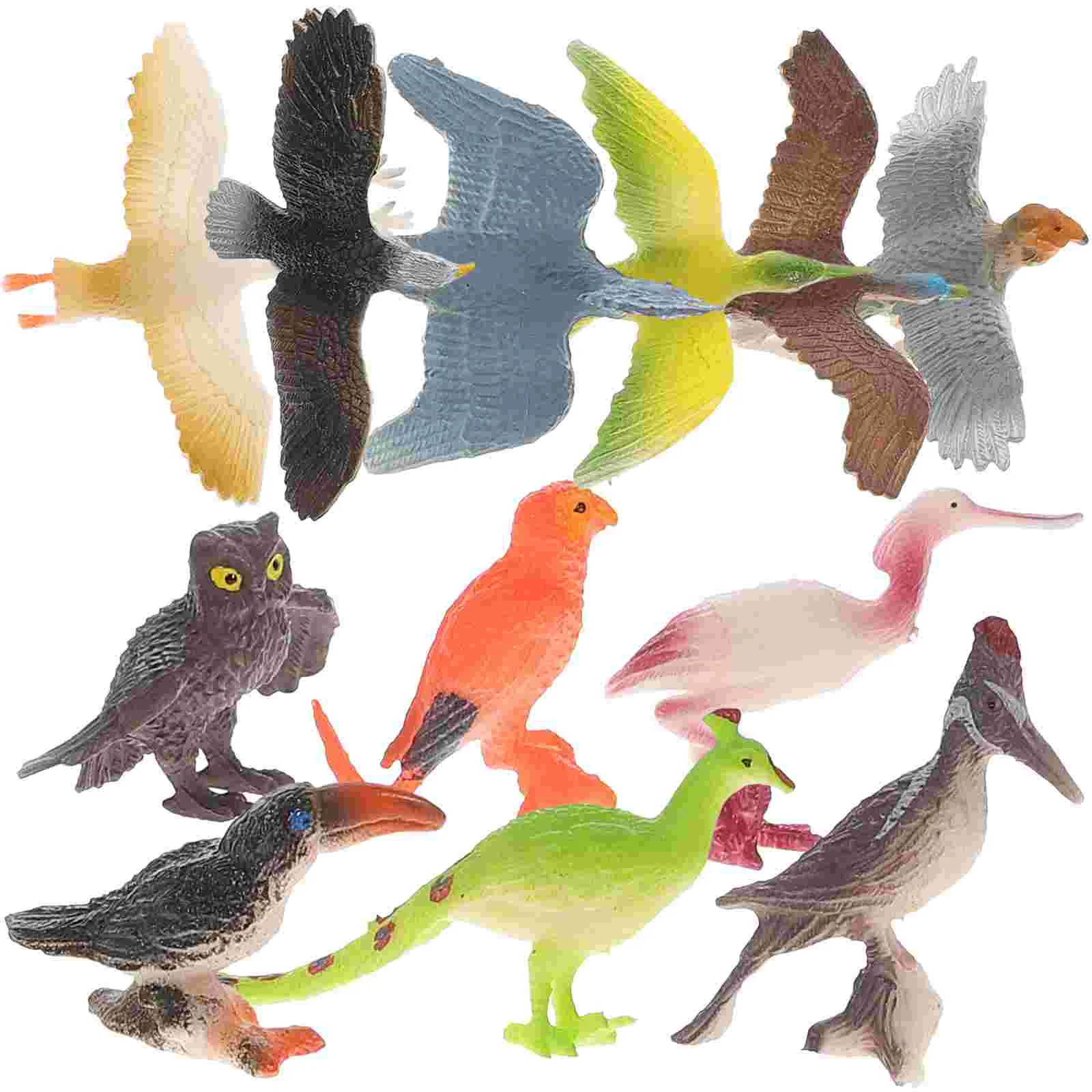 

12PCS Figurines For Kids Lifelike Bird Model Photo Prop Artificial Decorative Bird Birthday Cake Figurine Educational for