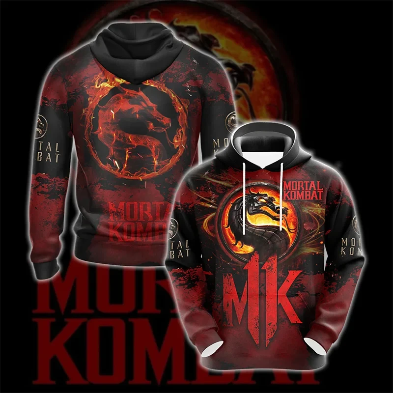 Фото Толстовка унисекс с 3D-принтом, свитшот с надписью «Mortal Kombat», худи в стиле оверсайз, модная одежда для детей №4