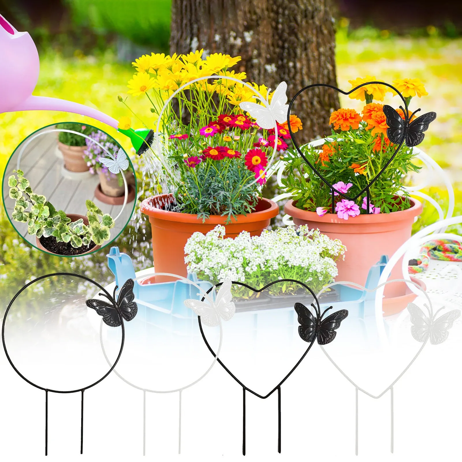 

Faux Green Potted Plants Support Love Heart Stand Iron Garden For Climbing Plants Garden Stem Stalks Vines Garden Decoration