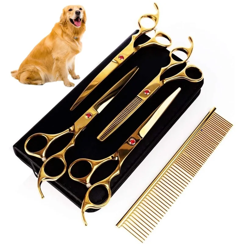 7.5 Inch Pet Scissors Professional Dog Grooming Scissors Stainless Steel Cat Hair thinning Scissors Curved Scissors