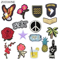 zotoone eagle flower patches letter stickers diy iron on clothes heat transfer applique embroidered applications cloth fabric g