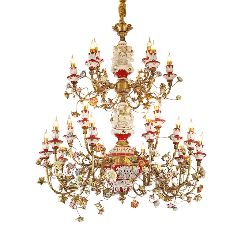 Французская вилла дуплексный отель большая полностью медная люстра элитная