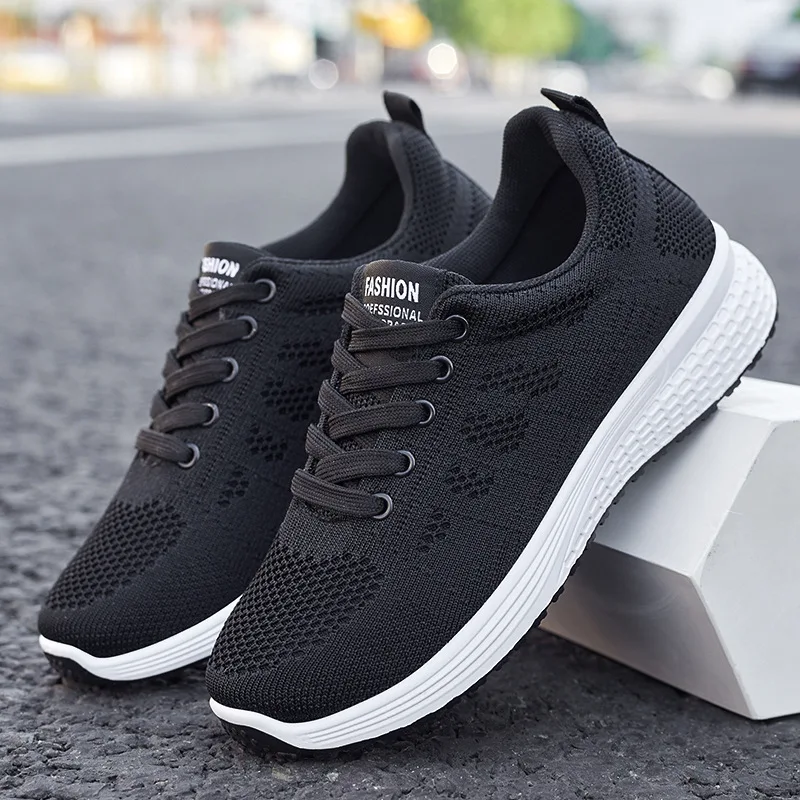 HKAZ-S New Women  Large Size Running Shoes Lace Up Leisure Fashion Simple Comfortable Flat Bottom Outdoor Sports