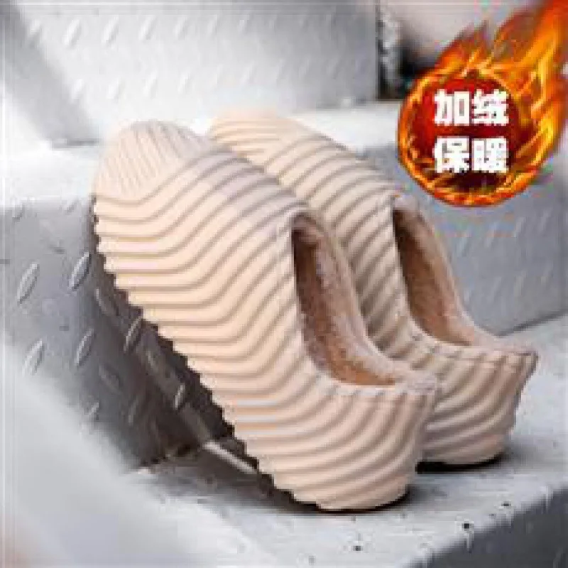 

Cotton Slippers Men's Winter Fleece-Lined Warm Couple Household Indoor and Outdoor Closed Toe Flip-Flops Youth Cotton-Padded Sho