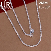urpretty 925 sterling silver 2mm 1618202224262830 inch twist rope chain necklaces for woman men fashion jewelry gift