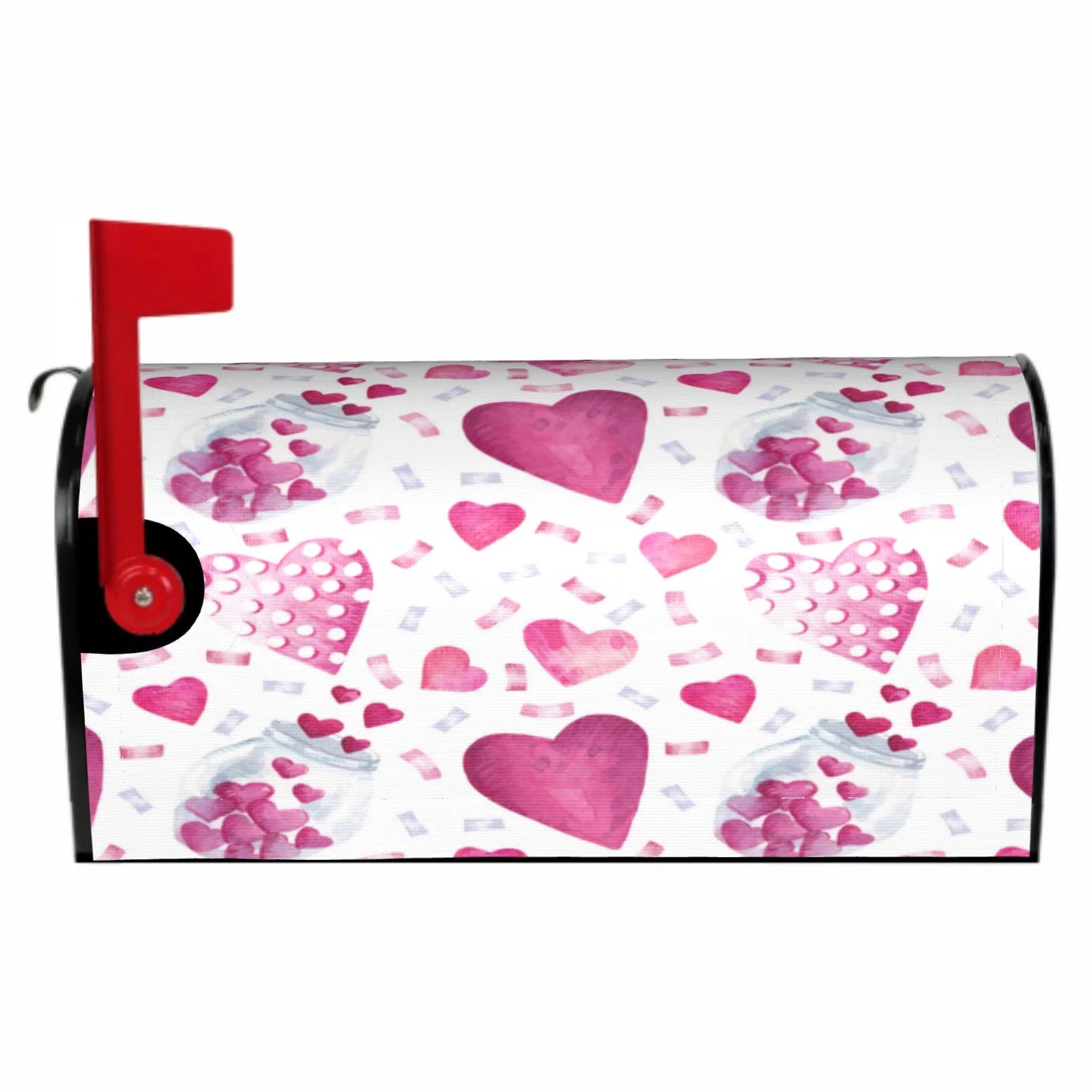 

Ribbon And Polka Dots Magnetic Mailbox Cover Standard Size Post Box Cover Wrap Decoration Garden Outdoor