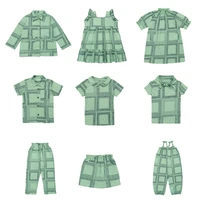 2022 summer new childrens shirts mp regular pattern green series small suit shirt girl dress kid blouse skirt pants suit