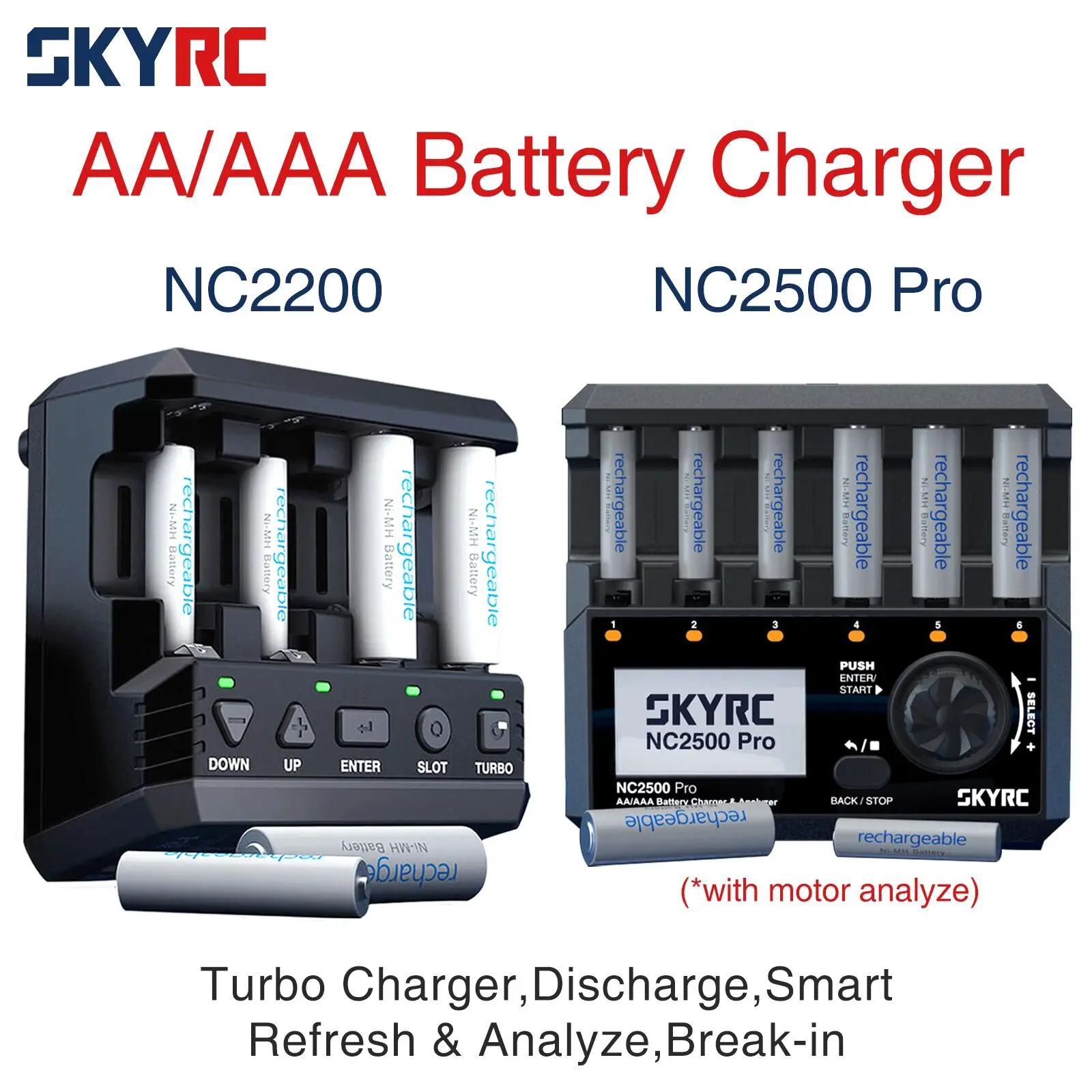 

SKYRC NiMH NiCd Battery NC2500 Pro QC3.0 Charger for AA AAA Rechargeable Batteries Universal LCD Smart Battery 3in1 Fast Charger