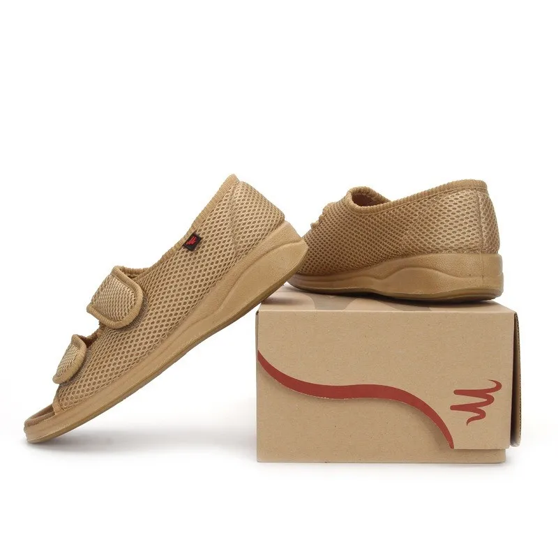 Регулируемая расширенная обувь для пожилых людей с диабетом дышащая легкая