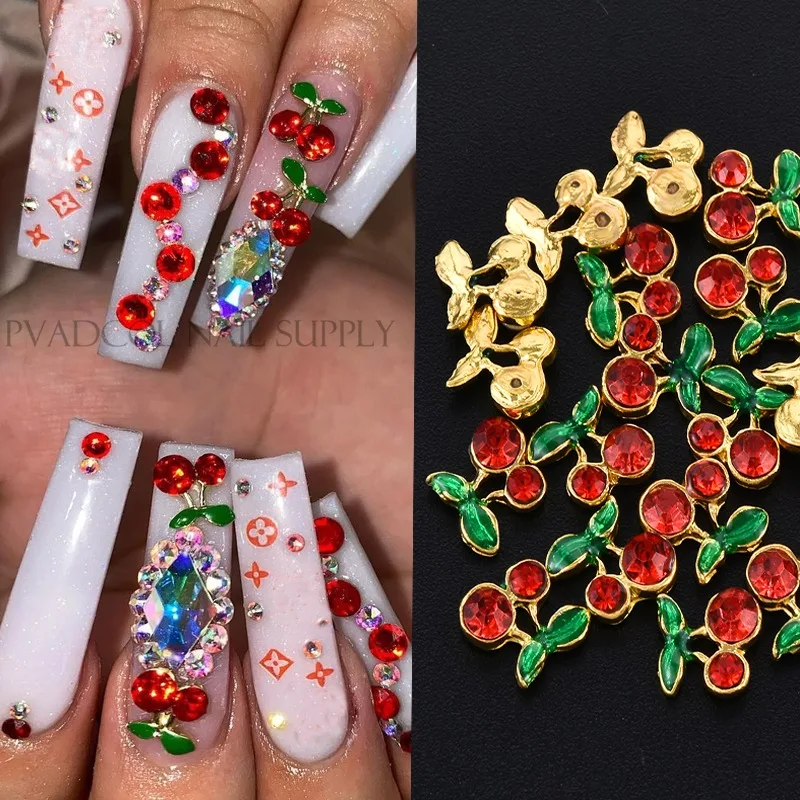 

36PCS Boxed Cherry Alloy Nails Art Rhinestones Summer Fruit Crystal Diamonds Decoration Nail Charms Jewelry Manicure Accessories