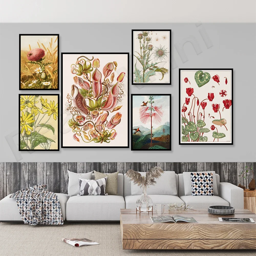 Plant posters pitcher plants cyclamen mushrooms tropical fruits Citrus Magnolia floral print plant wall art poster