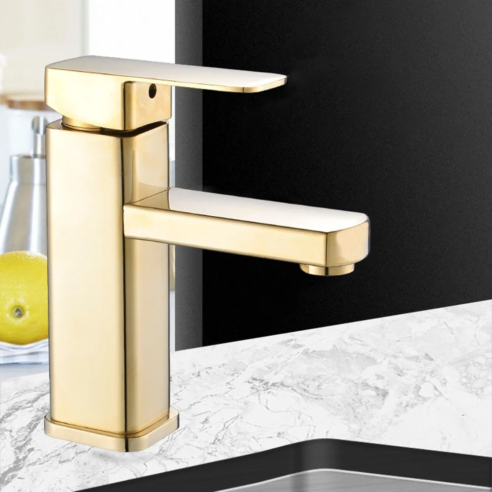 

Basin Sink Bathroom Faucet Deck Mounted Hot Cold Water Basin Mixer Taps Gold Lavatory Sink Tap Crane Bathroom Accessories