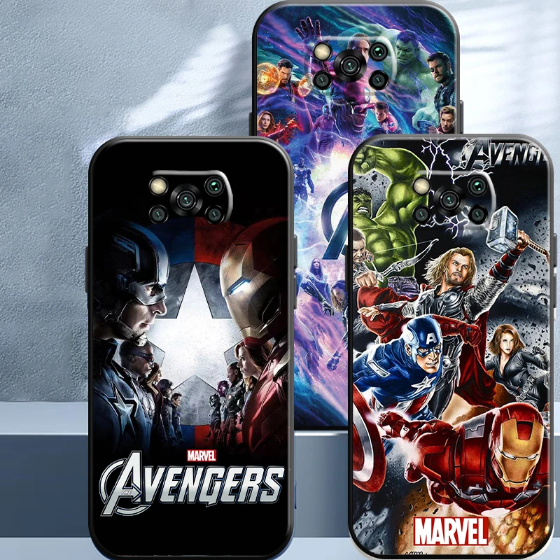 

Marvel Avengers For Xiaomi Poco M3 X3 Pro NFC X3 F3 GT Phone Case Shell Funda Liquid Silicon Full Protection TPU Cases Back