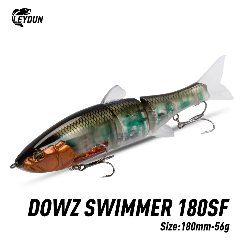 LEYDUN DOWZ SWIMMER 180SF 2oz Slow Floating Fishing Lures Triple joint body Glide Swimbaits Hard Baits Wobblers For Bass Pike on - Рыболовные приманки LEYDUN DOWZ SWIMMER 180SF весом 2 унции с медленным плаванием, с телом из трех сочленений, позволяющим п